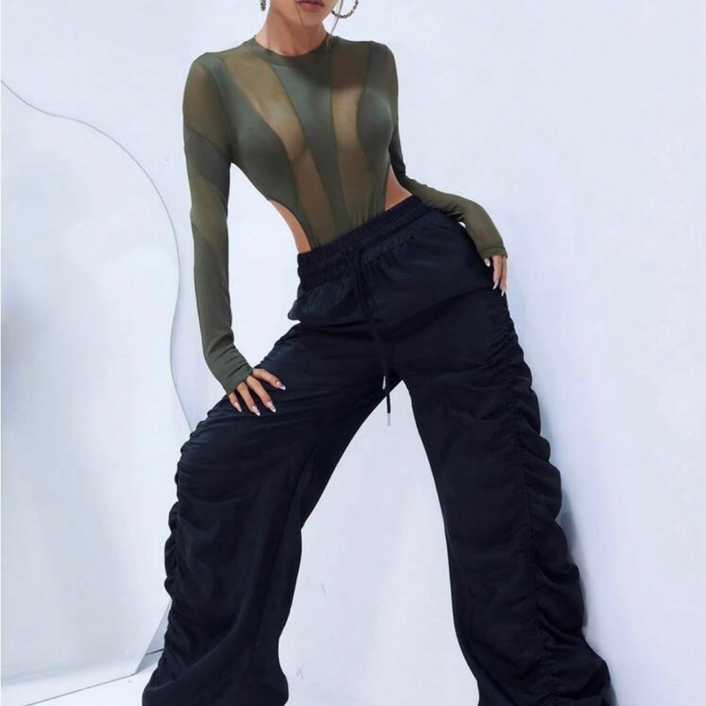 Green high cut bodysuit